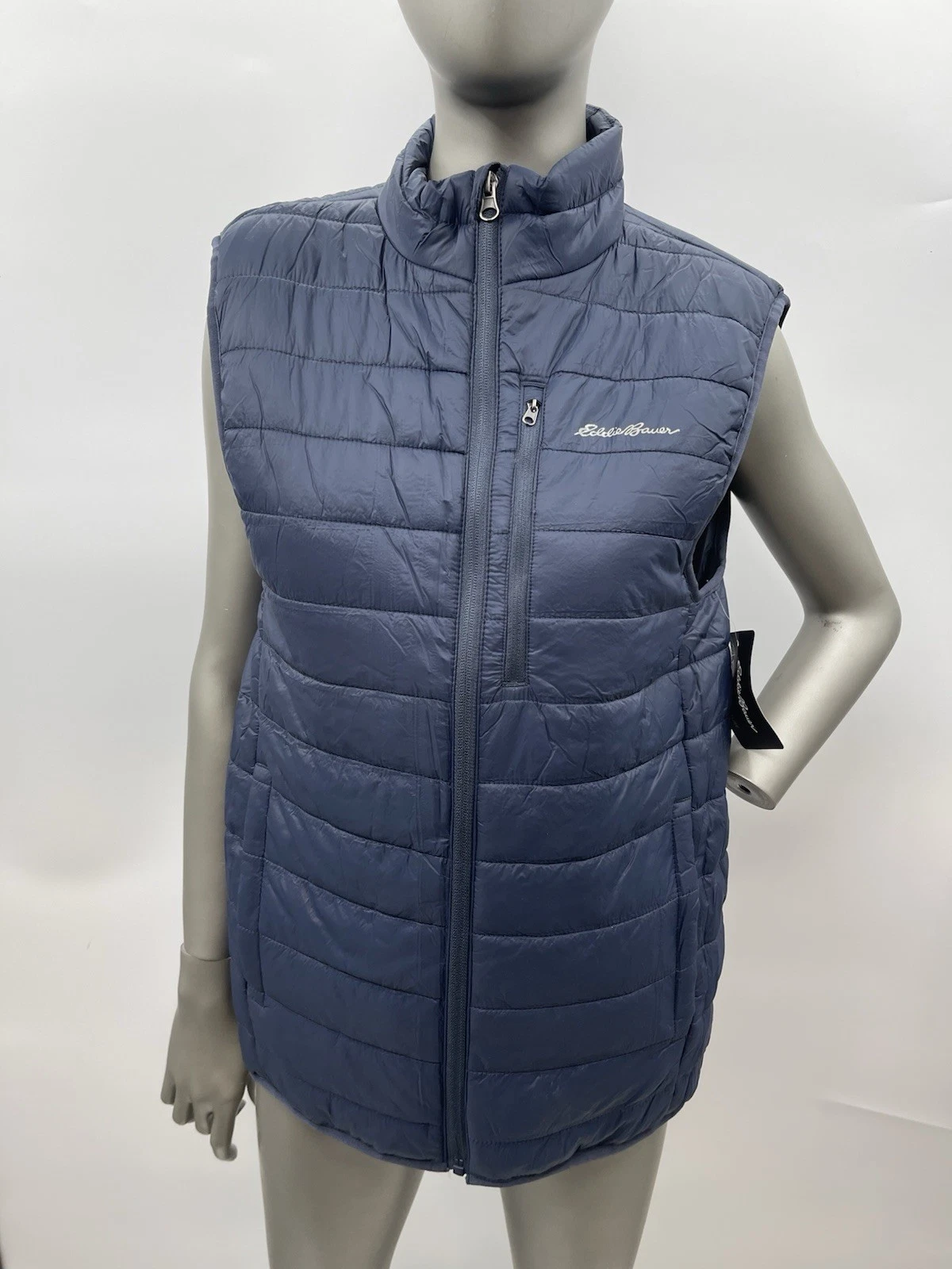 NWT Men’s Eddie Bauer Baywood Packable Puffer Vest Color Navy Size S