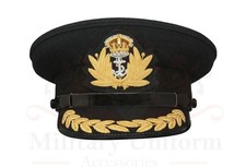 Mütze Royal Navy Commander schwarz, Royal Navy Captain Peak Cap mit Goldstickerei