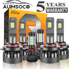 9005 9006 9006 Front Combo LED Headlight High&Low Fog Light Bulbs Conversion Kit