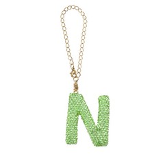 Letter Bag Charm Bling Glitter Letter Charm Initial, Green, N Shape