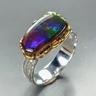 Jewelry gem 8 ct Natural Ammolite Ring 925 Sterling Silver Size 7 /R472316