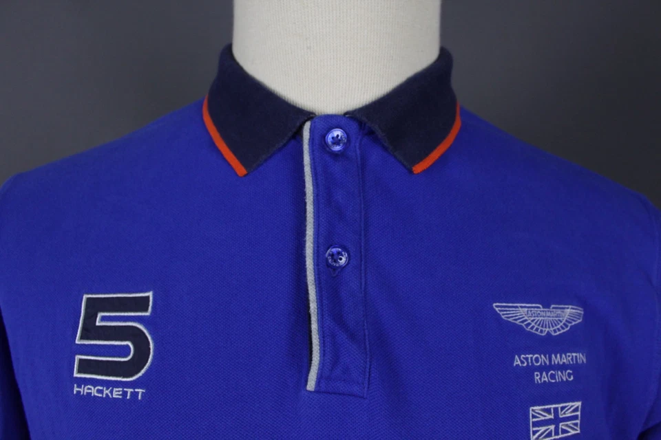 Camisa Polo Hackett London Azul Algodón Cuello Manga Corta Talla XL Foto 4 de 4