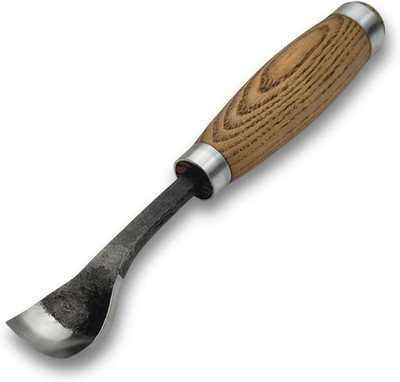Sharky Hand-Forged Spoon Bent Gouge - Professional Wood Carving Chisel for Spoon