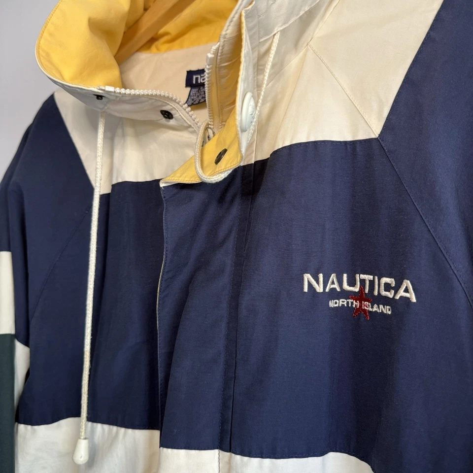 Chaqueta Nautica North Island De Colección Años 90 Para Hombre Grande Azul Bloque de Color Vela Usada en Excelente Condición Foto 4 de 4