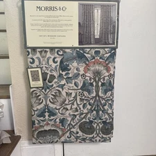 Morris & Co LODDEN Scrolling Flower Back Tab Top  Window Curtain 96” Set 2 ~New~