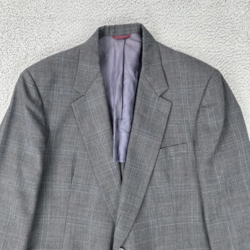 Hart Schaffner Marx Blazer Men 44L Grey Glen Plaid 2 Button Sports Coat USA Made - Picture 14 of 22