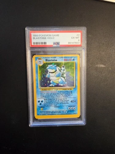 Blastoise 2/102 HOLO Pokémon Base Set Holo Rare Pokemon Card PSA 6 EX-MT