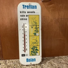 Vintage Treflan Balan Elanco “Kills Weeds…Rain Or Shine” Thermometer 16x6 B7