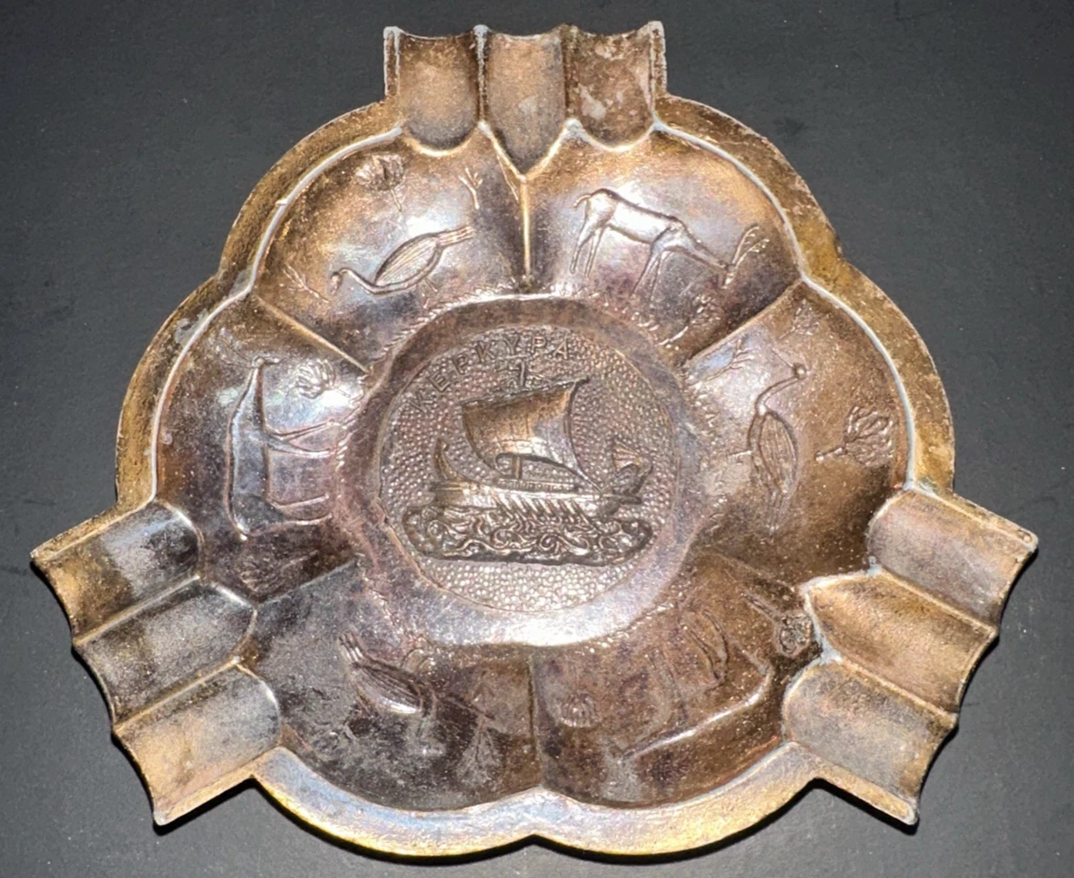 Kepkypa Means Island Of Corfu Brass ashtray Is A Hand Made Souvenir From  Greece