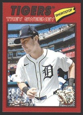 Trey Sweeney #203 2026 Topps Heritage Red Detroit Tigers