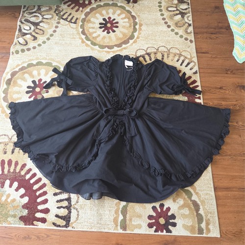 Selkie Caviar Marie Dress XL Black Retired Cotton Knee Length