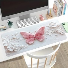 40 90cm1pc Large Butterfly  Floral Design Gaming Mouse Pad - Pink 3D Embossed R