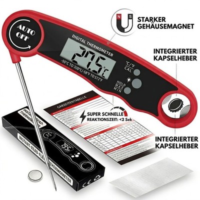 3in1 BBQ Grillthermometer inkl Flaschenöffner Magnet Fleischthermometer Digital