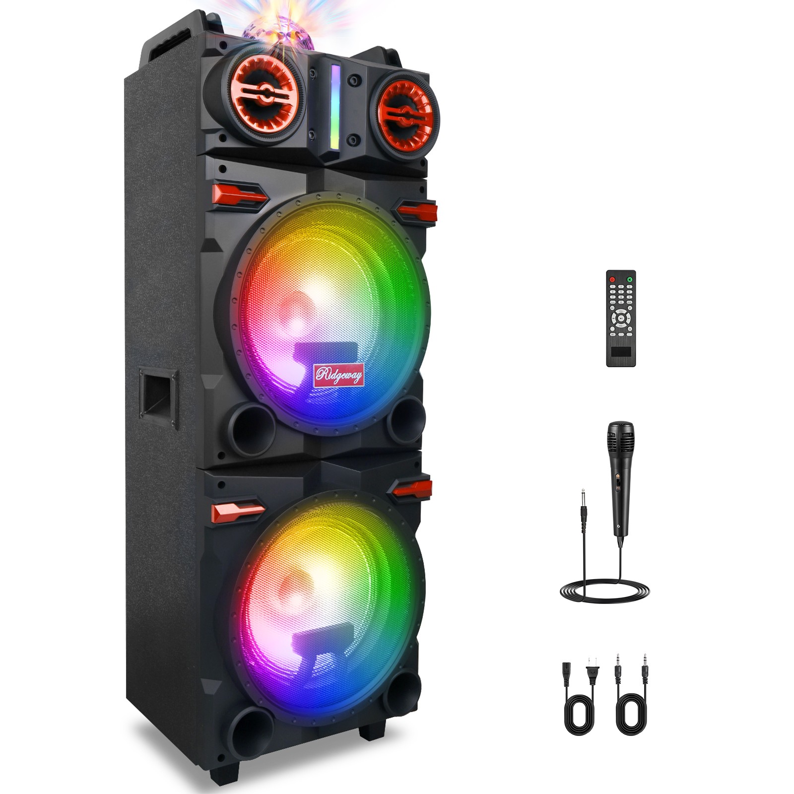 9000W Dual 10'' Bluetooth Speaker Subwoofer Heavy Bass Sound System Party w/ Mic