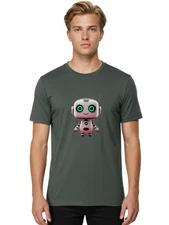 Robot-Character Mens Graphic Tee, 100% Cotton, Casual Summer Wear