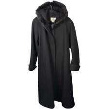 VTG Worthington Wool Rabbit Fur Hooded Coat Womens 6 Whimsigoth Gothic Elegant