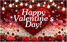 Large Happy Valentines Day Decorations Fabric Banner for Valentines Party Photo