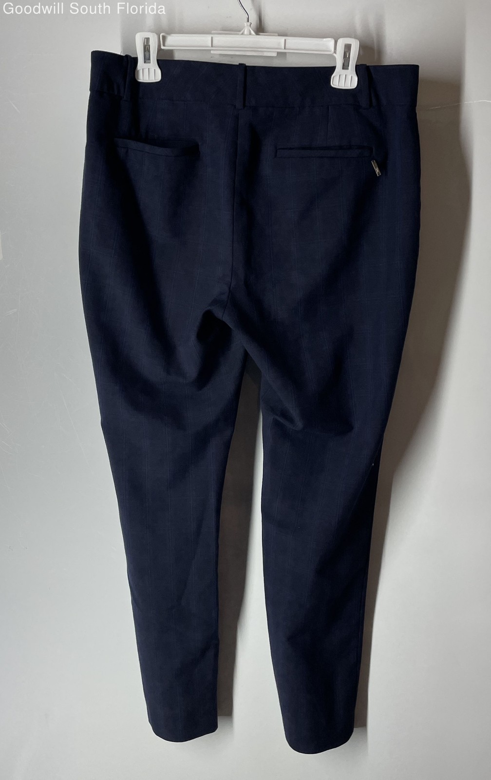 Calvin Klein Womens Blue Windowpane Pull-On Straight Leg Dress Pants Size 12 thumbnail 2