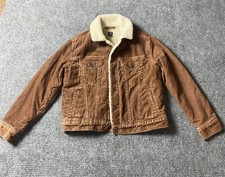 GAP Kids Brown Corduroy Sherpa Lined Trucker Jacket Size M Husky