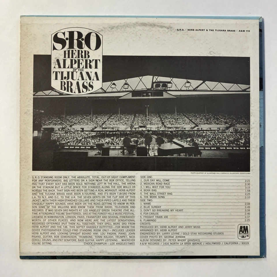 Herb Alpert and the Tijuana Brass SRO 1966 Vinyl LP Record Foto 2 de 3