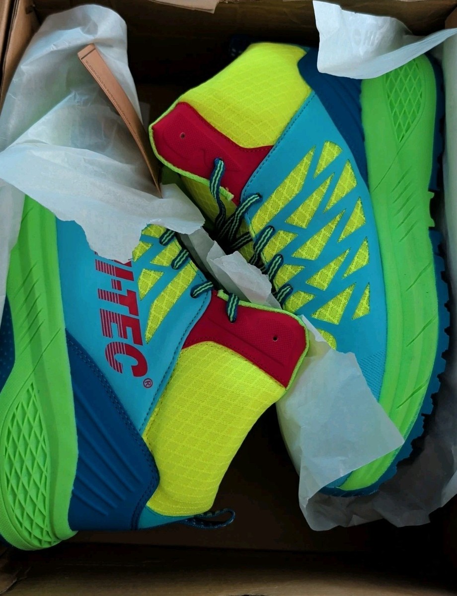 New! Hi-Tec Men\'s Size 9 Trail Hiking Destructor Mid Shoes 90\'s Neon Colors Fun! Hi-Tec Mens Destructor Logo High Top Trail Hiking Shoes  main image 4