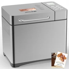 Bread Maker Machine , 2.2LB Stainless Steel Bread Machine, 15H Timer and1H Ke...