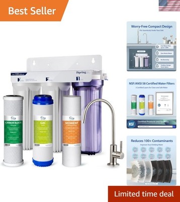 Space-Saving 3-Stage Under Sink Water Purification - Carbon & Sediment Filter
