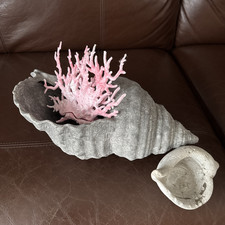 Vintage Ceramic Conch Shells Pot Planters Decorative Coastal Decor