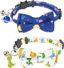 2 Pack Breakaway Cat Collar with Bell Removable Bow Tie Adjustable 7.5-10.5 U