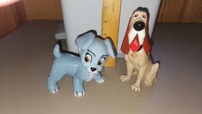 Vintage Disney Porcelain Ceramic Wade Lady & the Tramp Blow Up Figurines