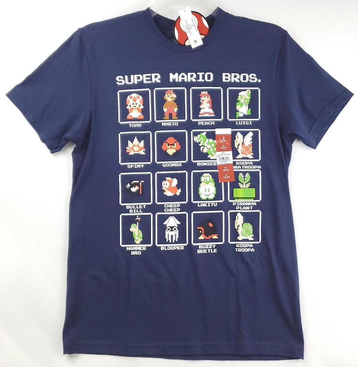 MARio様　t-shirt NEW Nintendo Super Mario Bros T-Shirt Mens Medium Blue Cotton