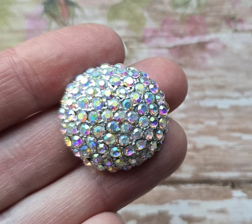 25mm Magnetic AB crystal studded brooch/lapel pin. Magnet clothing scarf pin - Picture 6 of 8