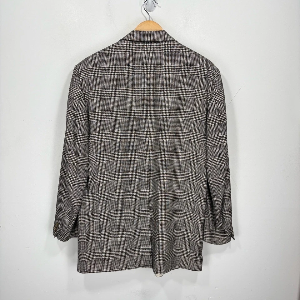 Blazer Abrigo Deportivo Brooks Brothers Vintage Pura Seda Hombres 42R Gris Negro Cuadros EE. UU. Foto 2 de 4