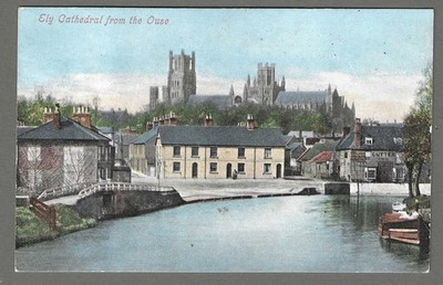 Alte Postkarte ELy Kathedrale von The Ouse, Cambridgeshire. Valentinstag