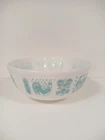 Vtg Pyrex 404 Turquoise Blue Amish Butterprint 4qt Mixing Serving Bowl Rooster