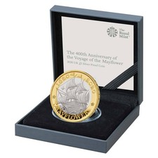 Mayflower 400th Anniversary 2020 UK £2 Silver Proof Coin : Limited Edition : The