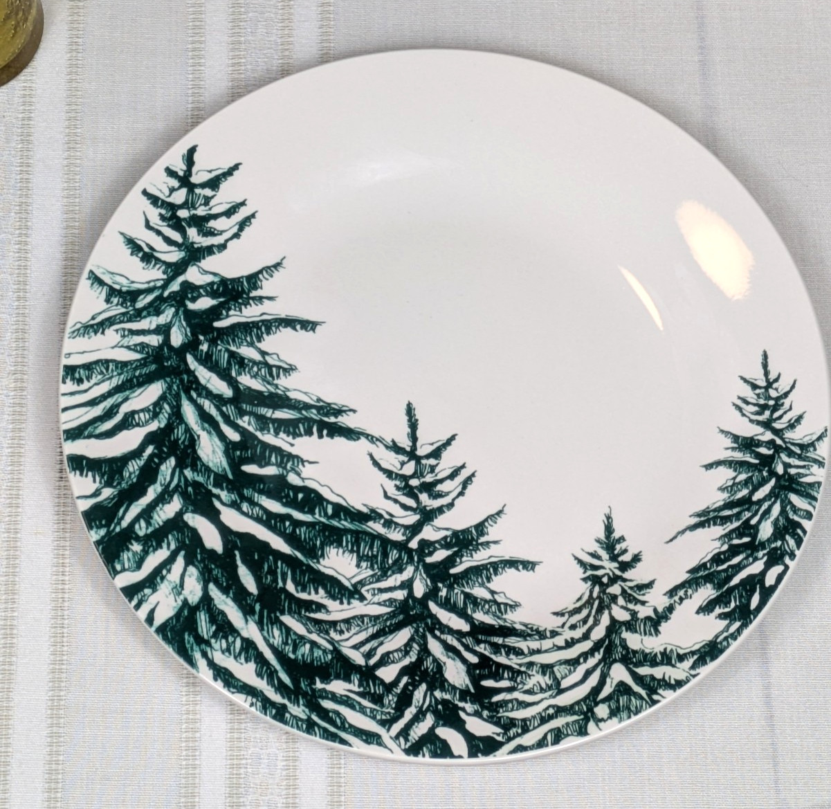 White Tree Plate 6 Royal Norfolk Green & White Pine Trees Snow 10.5