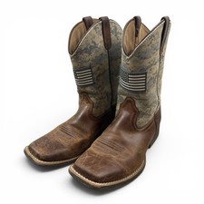 Ariat Youth Patriot Camo Flag Western Leather Boots Size 5.5 10027279