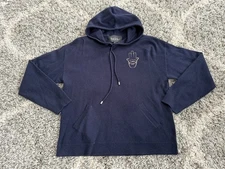 Nicole Miller Collection Women’s 100% Cashmere Navy Blue Hooded Sweater Size L