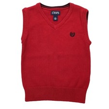 CHAPS Sweater Vest Boy's Size 5 Red V-Neck  Pullover Knit Christmas Valentines
