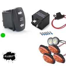 ATV UTV Rocker Switch Blue LED's Blinker Turn Signal Kit With Led Flasher Relay