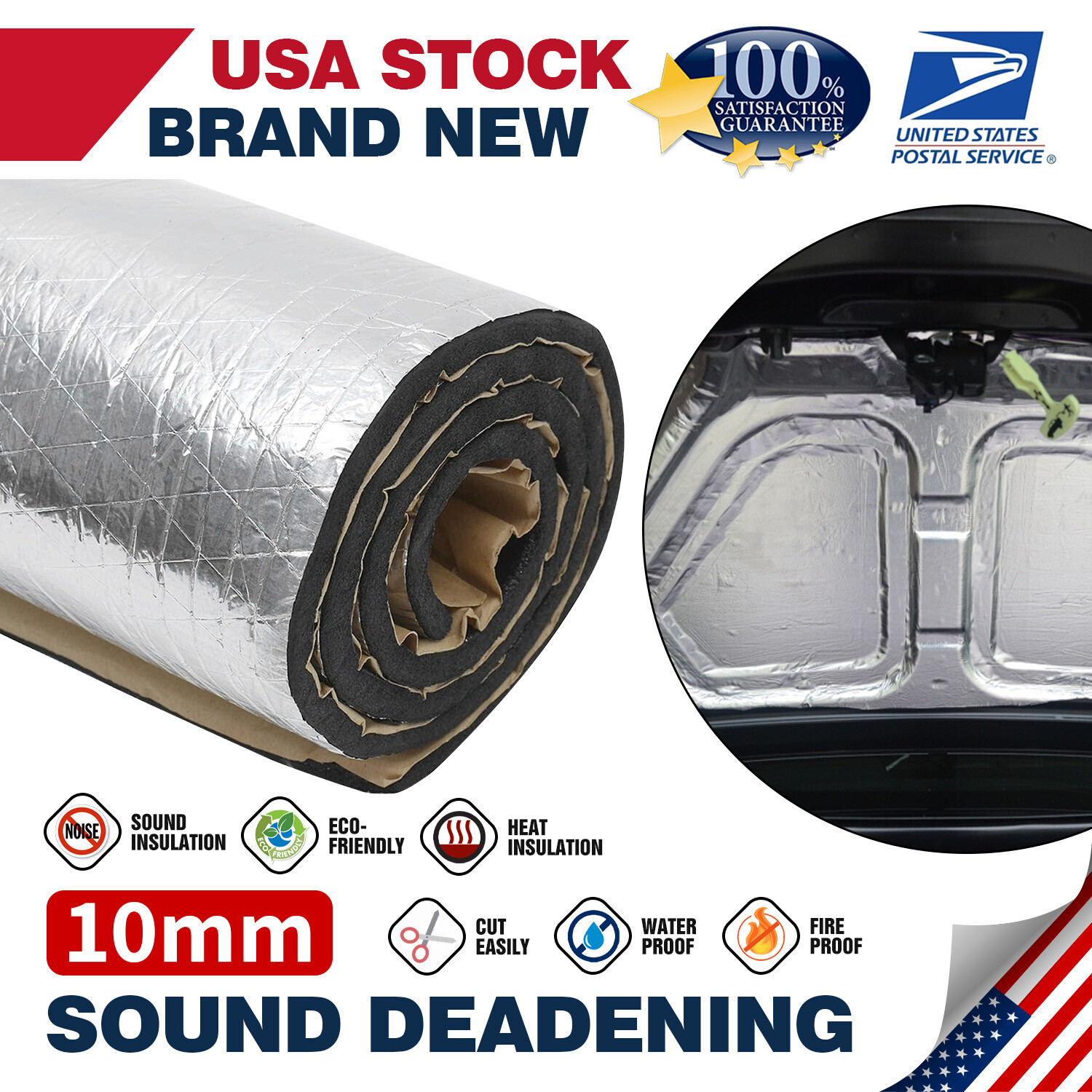120"×40" Sound Deadener Noise Proof Car Van Insulation Heat Shield Self-Adhesive