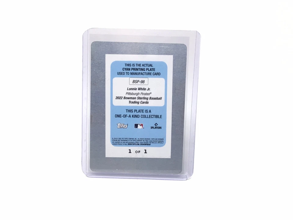LONNIE WHITE JR 2022 Bowman Sterling 1/1 Cyan Printing Plate BSP-98 PIRATES - Image 2 of 2