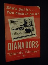 BLONDE SINNER 1955 Pressbook Sexy Diana Dors Bad Girl Exploitation