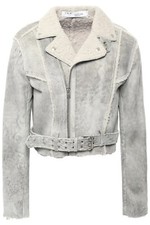 $2,420 Iro Paris Synal Designer Light Grey Sheepskin Shearling Jacket