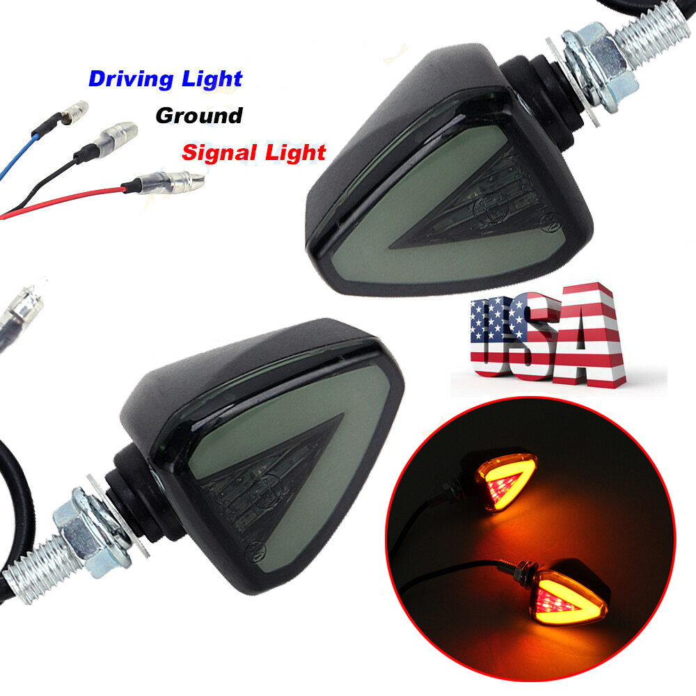 2x Universal Motorcycle Amber LED Turn Signal Blinker Lights – Left & Right Set – 12V
