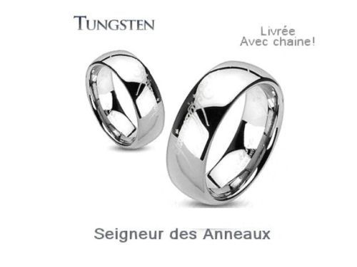 Bague tungstène blanc anti-rayures avec gravure laser Lord unique