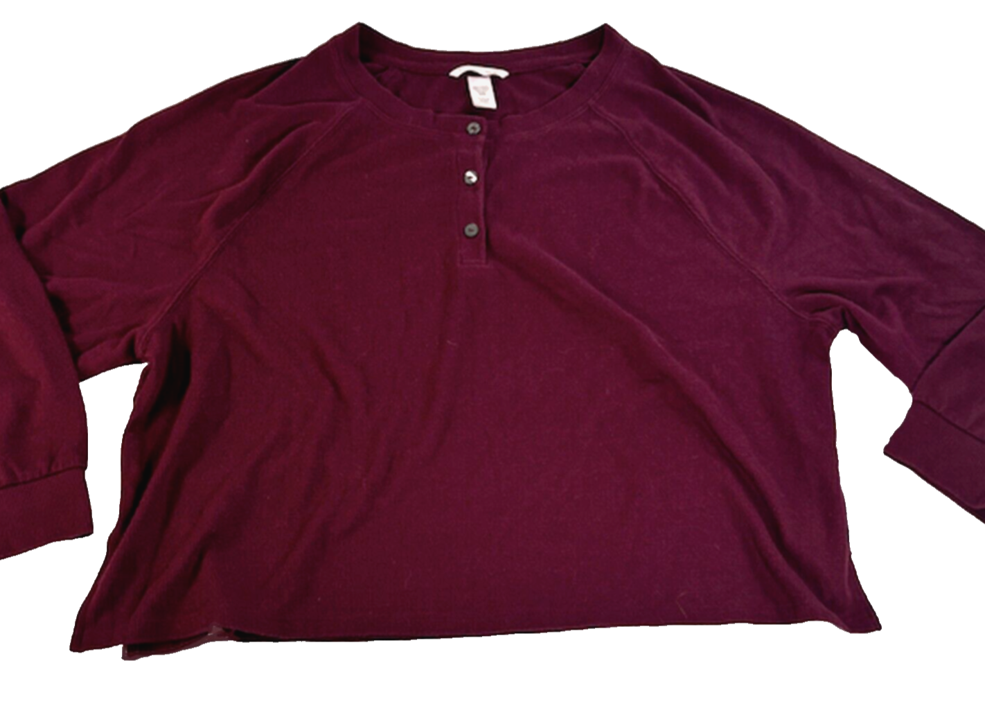 Victorias Secret Crop Henley y2k Long Sleeve Thermal Waffle Knit Tee Women's XL