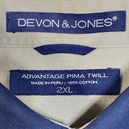 Devon & Jones Shirt Mens LS Sz 2XL Navy Button Down Advantage Pima Twill College - Picture 5 of 11