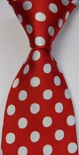 New Classic Big Dot Red White JACQUARD WOVEN 100 Silk Men's Tie Necktie